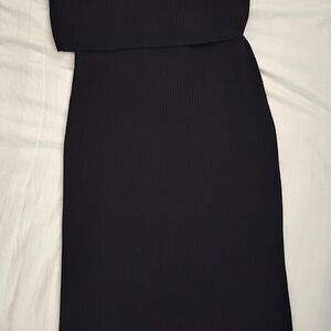 Seraphine Black Ribbed Midi Maternity Dress